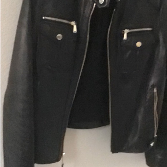 Boston Proper black soft leather moto jacket - Picture 2 of 5